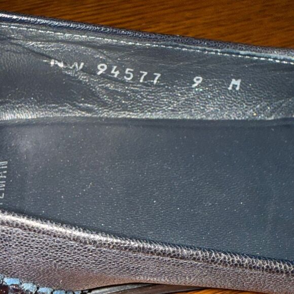 Stuart Weitzman Genuine Leather & Python Embossed Tassel Loafers | Navy Gray Sli - Picture 15 of 16